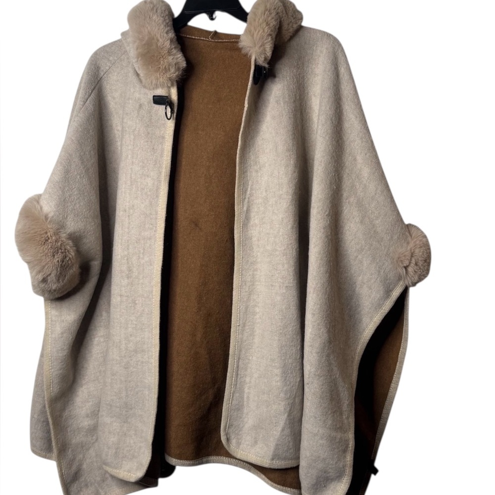 Elegant Beige Women's Cape Coat